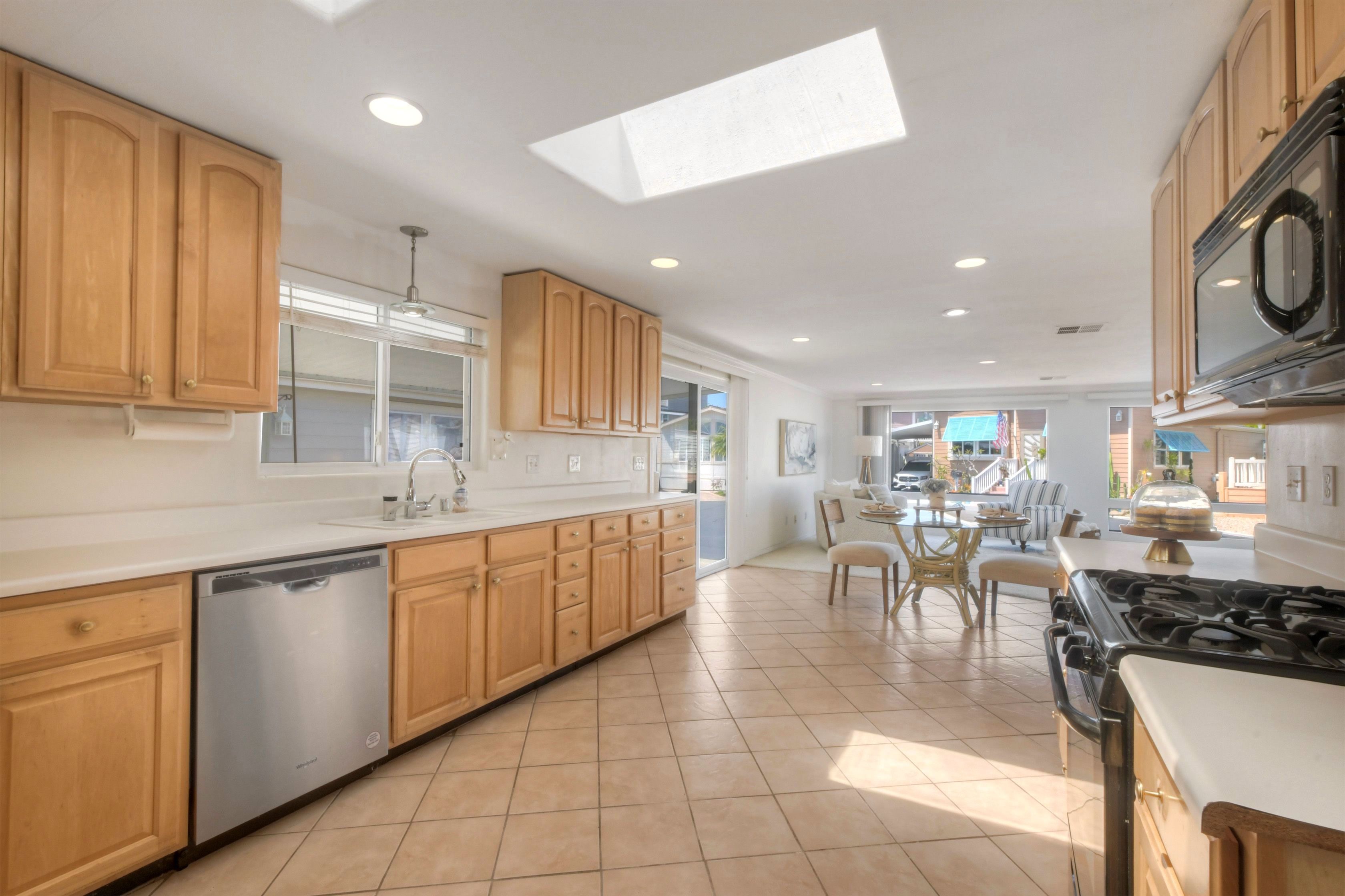 Kitchen with skylights